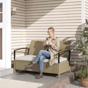 Outsunny Bancă de Depozitare 125L cu Pernă Confortabilă, din Metal, 123x70x82 cm, Bej | Aosom Romania