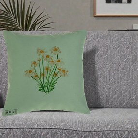 Perna Decorativa Margarete Camp, 40x40 cm, Verde, Husa Detasabila, Perna Inclusa, BEKZ®