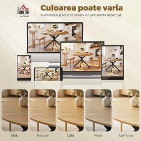 HOMCOM Masă Rotundă de Sufragerie pentru 4 Persoane cu Structură din Oțel Ø120x75 cm Stejar | Aosom Romania