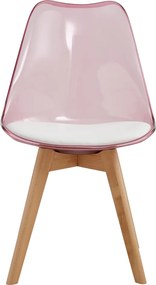 Scaun, roz transparent, acrilic/piele ecologică/fag, BALI 2 NEW