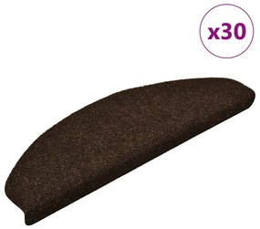 vidaXL Covorașe scări autoadezive, 30 buc., 65x21x4 cm, maro, semirotunde, mari