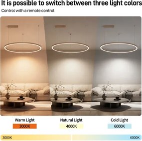 Brilagi - Lustră LED dimabilă pe cablu PORTOFINO LED/60W/230V Ø 80 cm bej + telecomandă
