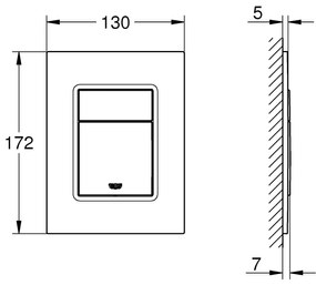 Placa de actionare Grohe Skate Cosmopolitan, 130 x 172 mm, verticala, crom - 37535000