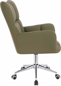 HR650K Scaun Khaki Piele Ecologica Premium Soft cu Bază Cromata