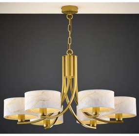 Jupiter 2098 - Lustru cu lanț ARTHUR 6xE27/15W/230V alb/auriu/decor marmură