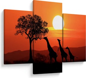 Tablou cu girafe în apus de soare (90x60 cm)