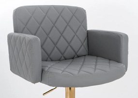 HC802KW Scaun Gri din Piele Ecologica cu Bază Aurie
