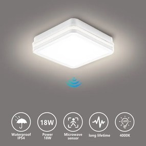 Brilagi - Aplica LED de exterior cu senzor BENE LED/18W/230V 22x22 cm alb IP54