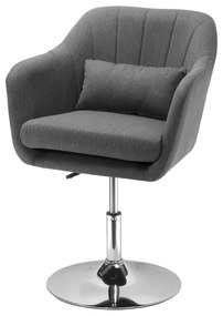 HOMCOM Fotoliu de salon Confort Maxim Pernițe lombare Înălțare reglabilă Rotativ 360° Picior metal cromat Lin Gri | Aosom Romania