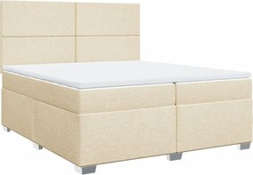 vidaXL Pat box spring cu saltea, crem, 200x200 cm, textil