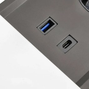 Priza incorporabila in blat Prestino GTV, 2 prize Schuko, USB A + C, HDMI, RJ45, aluminiu, 310 x 100 mm Aluminiu  plastic, Aluminiu, L:310 mm; l:100