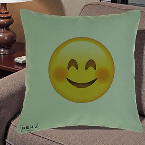 Perna Decorativa Emoji Fericit Roscat, 40x40 cm, Verde, Husa Detasabila, Perna Inclusa, BEKZ®