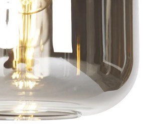 Lampă suspendată inteligentă neagră cu sticlă fumurie cu 4 lumini inclusiv Wifi A60 - Zuzanna