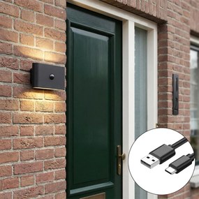 Lampă de perete neagră cu senzor magnetic în 4 trepte, cu LED reîncărcabil - Batt