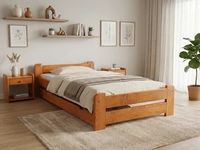 Pat de o persoana Emily 80x200 cm, arin Saltele: Cu saltele Deluxe 10 cm, Somiera pat: Cu lamele drepte