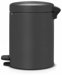 Cos de gunoi cu pedala Brabantia NewIcon 1001103, 5 L, Inchidere lina, Baza antiderapanta, Finisaj mineral, Gri inchis