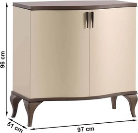 Comodă lemn masiv nuc Leona Crem-, 97 × 51 × 96 cm
