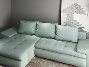 Colțar extensibil dumonde cu ladă de depozitare si sezut confortabil din spuma high-density, Leonardo Enjoy Mint 260x185 cm