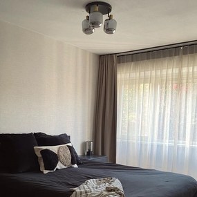 Spotlight de plafon negru cu auriu cu sticlă fumurie cu 3 lumini - Zuzanna