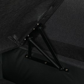 HOMCOM Canapea Extensibilă cu 3 Locuri și Șezlong Convertibil, Canapea de Colț Pliabilă cu Compartiment de Depozitare și 3 Perne Detașabile, Material Textil cu Efect de In, Living, 192x148x86cm, Gri Închis | Aosom Romania