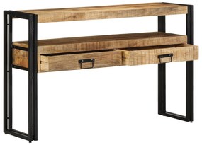 Mese laterale vidaXL Negre 120x33x75 cm din lemn solid de mango și metal