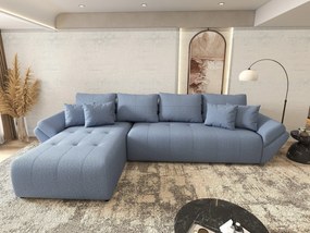 Colțar extensibil dumonde cu ladă de depozitare si sezut confortabil din spuma high-density, Berlin XL Enjoy Blue 350x185 cm