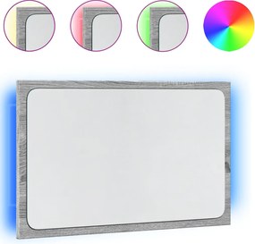 vidaXL Oglindă de baie LED, gri sonoma, 60x8,5x38 cm lemn prelucrat