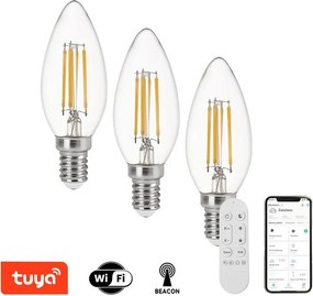 Immax NEO 07807CDO - Set 3x becuri LED CCT reglabile E14/4W/230V Wi‑Fi+telecomandă