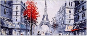 Tablou - Străzi din Paris, pictură în ulei (120x50 cm)