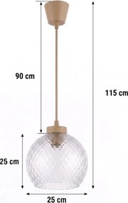 Brilagi - Lustră LED pe cablu R GLASS 1xE27/60W/230V Ø 25 cm bej/gri fumuriu