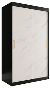 Dulap de haine 120 cm Marbelo T (mat negru + marmură albă). 1064538