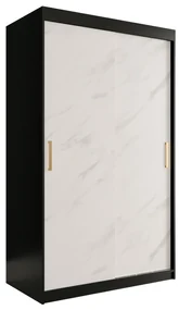 Dulap de haine 120 cm Marbelo T (mat negru + marmură albă). 1064538