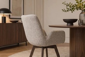 Set de 2 scaune pivotante, Lemn de stejar, textil boucle taupe BALTIC