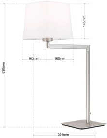 Veioza/Lampa de masa pivotanta CARLTON nickel/alb