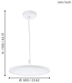 Eglo 33676 - Lustră suspendată pe cablu CERIGNOLA-C, LED RGBW dimabil, 32W/230V, alb + telecomandă