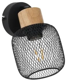 Brilagi - Aplică spot de perete BASKLITE 1xE27/15W/230V lemn de cauciuc/negru