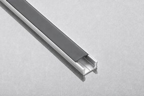Set profil LED aplicat Glax Mini GTV, din aluminiu, argintiu, cu dispersor negru, 3 m Aluminiu, L:3000 mm; l:14.2 mm; H:6.6 mm, Glax Mini, 10 mm,