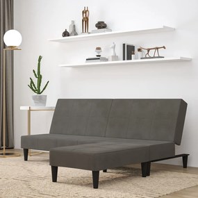 3121297 vidaXL Canapea extensibilă 2 locuri cu taburet, gri închis, microfibră