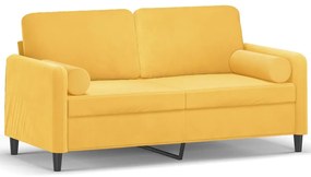 3153097 vidaXL Canapea 2 locuri cu perne&pernuțe galben deschis 140 cm catifea