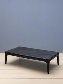 Măsuță de cafea din lemn de mango, negru, finisaj satinat, 142×76×38 cm, „Upsilon"