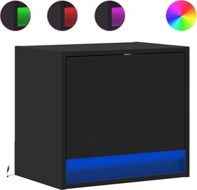 vidaXL Noptieră montată pe perete cu lumini LED, negru