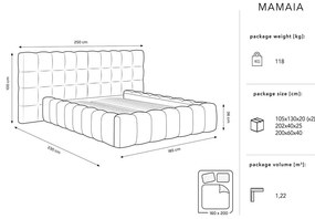 Pat matrimonial negru tapițat cu spațiu de depozitare cu somieră 160x200 cm Mamaia – Micadoni Home