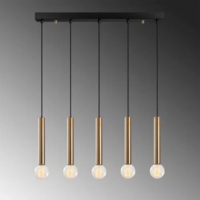 Lustră suspendată pe cablu TEMPO, 5 x E27, 40 W, 230 V, aurie