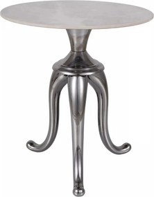 Masuta cafea SNAKE, alb cu efect de marmura/argintiu, ceramica/metal,