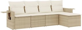 vidaXL Set canapele de grădină cu perne, 5 piese, bej, poliratan