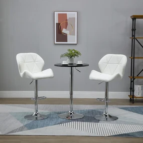 HOMCOM Scaun Bar Reglabil Pivotante si Antiderapant, Scaun bar Modern,Sarcina Maxima 120 kg,Elegante și Confortabile,Albe | Aosom Romania