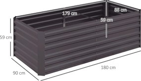 Outsunny Ghiveci pentru plante, jardiniere practică pentru plantare, îngrijire și cultivare, pat ridicat, oțel, gri închis | Aosom Romania