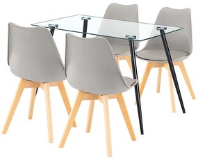 Milo 4+1 set de sufragerie negru-gri