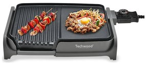 Gratar electric Teppan Yaki Techwood TTG-3326/2, 1600W, 33x26 cm, Acoperire neaderenta, Termostat, Negru