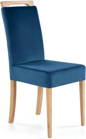 Scaun CLARION, albastru/stejar, stofa catifelata/lemn, 42x58x97 cm